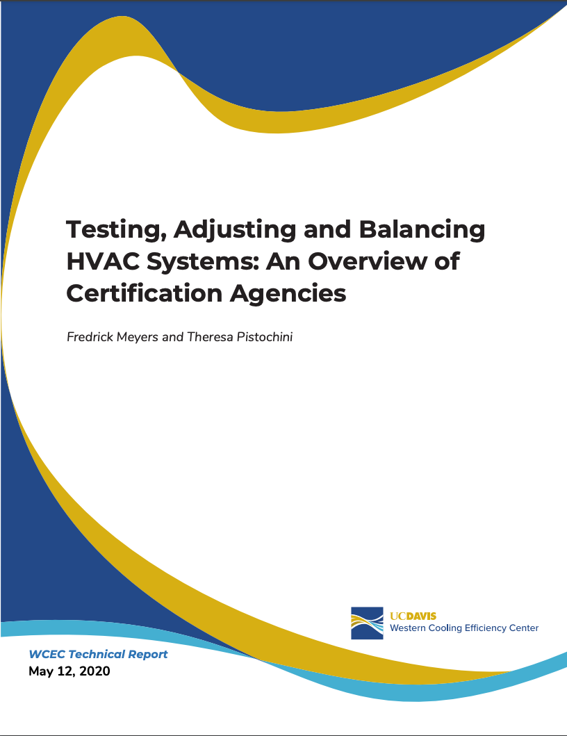 Cover of Testing, Adjusting and Balancing HVAC Systems: An Overview of Certification Agencies