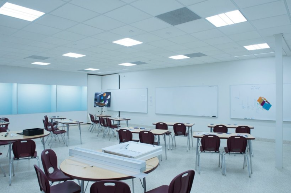 Classroom with bright lighting