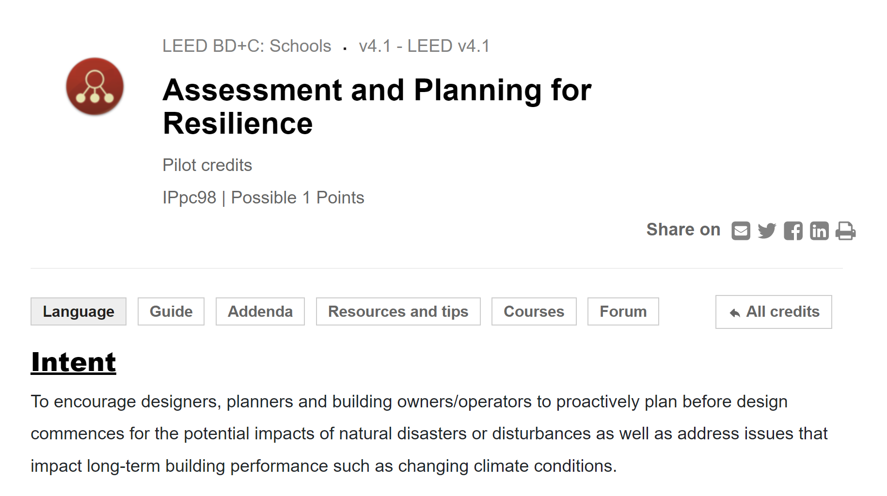 Top of page with title "Assessment and Planning for Resilience"