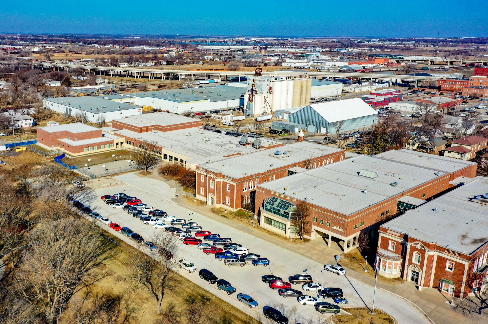 Aerial of a large school building