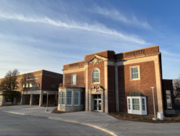 Front of school building